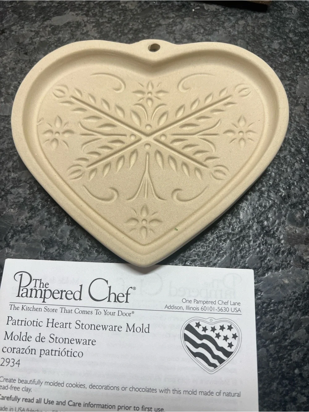 The Pampered Chef Anniversary Heart & Patriotic Heart Cookie Mold. New in box